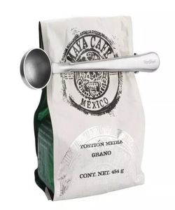 20st Rostfritt stål Ground Coffee Measuring Scoop Säsmlingsked Glasssked med väsktätning CLIP SILVER8003235