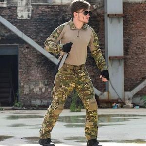 Military Uniform Multicam Army Combat Shirt Uniform Tactical Pants With Knee Pads Camouflage Suit Hunting Clothes