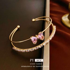 Leichte Zirkonbow -Doppelschicht aus Südkorea exquisite Mode hochwertiges Gefühl Armband süßes und vielseitiges Kunsthandwerk im Stil