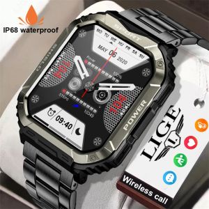 Relógios Lige Men Militar Militar Smart Watch Sports Ftiness Outdoors Rates Bluetooth Call Smartwatch Men para Android iOS