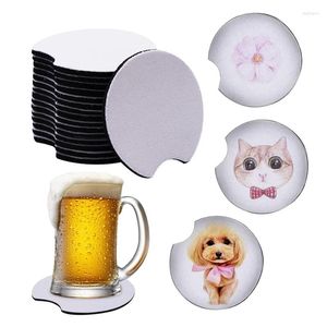 Table Mats YO-20PC Sublimation Blanks Car Coasters DIY Painting Cup -Circular Opening Holder Pad For Printing Picture