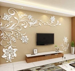 European Style 3D Flower Tree Wall Sticker Living Room Decorative Decals Home Art Decor Poster Solid Acrylic Wallpaper Stickers 206818226
