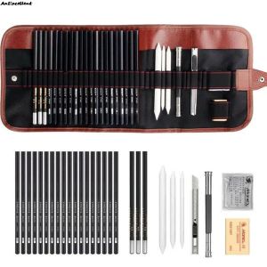 För konstnärens nybörjare Student Sketch Stationery Supplies 29st Ritning Sketch Set Charcoal Pencil Eraser Art Craft Painting Kits