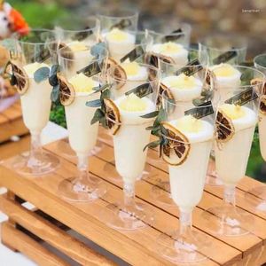 Engångskoppar Straws Champagne Glass Red Wine Party Festival Tabellery Wedding Supplies