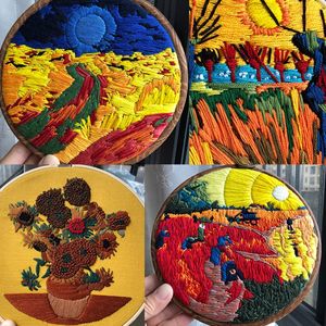 DIY Embroidery flower Needlework Kits for Beginner With Bamboo Embroidery Hoop Cross Stitch Series Arts Crafts Sewing Decor