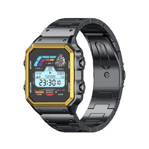 AW38 Luxury Steel Smart Watch 4 -knappar Tillgängliga HD Full Pouch Screen Wristwatch Fitness Tracker Heart Rate Monitoring Waterproof Outdoor Sports Watch
