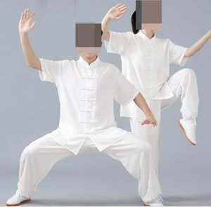 Unisex 6color Summer Cottonlinen с коротким рукавом тай -чи одежда Taiji костюмы кунг -фу униформы боевые искусства Wushu костюмы