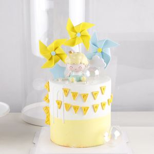 3PCS/LOT Cute Sponge Color Windmill Birthday Party Desser Cupcake Topper Decor Baby Cute Prezent Trójwymiarowy Bunting