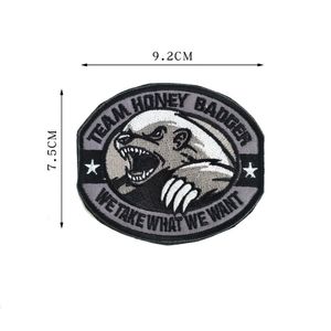 Honey Badger Man Team Soldier Embroidery Patches Army Bear Armband Hook and Loop Hat Badge Military Clothing Stickers Applique
