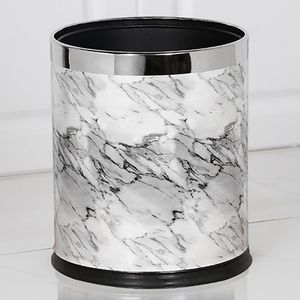 Metall Trash Can Flame Retardant Trash Can Double Layer 10L Liters Öppna övre våningen Stående avfallsbasket Dustin för köksbadrum