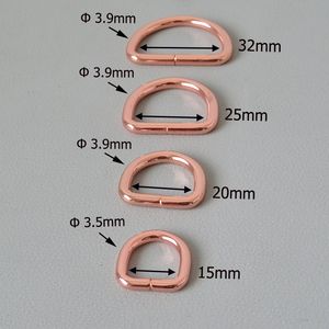 15mm 20mm 25mm 32mm Rose Gold Webbing Heavy Metal D Ring For Bag Backpack Straps Purse Dog Collar Dee Buckles DIY Accessory