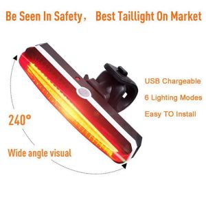 150lm de bicicleta led lanterna traseira ip65 impermeabiliza a água de bicicleta USB Luzes traseiras de 6 modos de pilotagem ao ar livre Luz de aviso de segurança