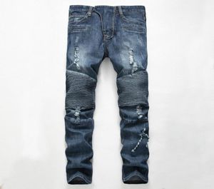 Men039s jeans strappato New Designer Long regolari pantaloni strisciati di medio dritto con buchi jeans leggero in difficoltà 1477444