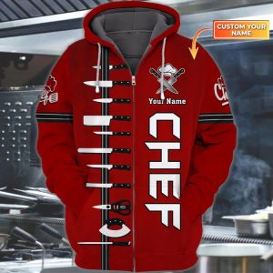 Chef Nome personalizado 3D Men Men Hoodie Unisex Zipper Hoodies Streetwear Birthday Gift Casual Jacket Dk479