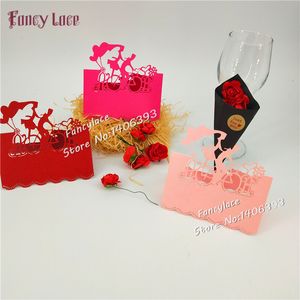 50st Wedding Laser Cut Romantic Bridegroom Bride Party Decor Place Cards Pearl Hollow Out Man Women Wedding Table Name Cards