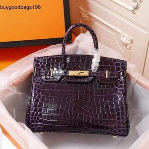 Сумка для сумки Birkinnss Sumbags Crocodile отмеченная мотоциклевая линия сафари плавная рисунок кожа для женской модной тенденции