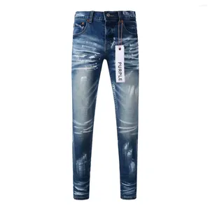 Women's Pants 2024 Purple Brand Jeans With Distressed And Slim Fitting Color Blue Paint Fashion Repair Low Rise Skinny Denim