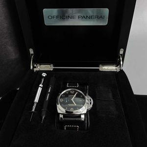 남자 시계 선물 Panerrais Temperament Watch Sapphire Mirror 스위스 자동 이동 크기 44mm Cowhide 스트랩이있는 원래 바늘 버클 JJQ4