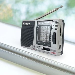 Rádio KK9803 Receptor de rádio estéreo operado por bateria com Kickstand FM/MW/SW18 Mini Rádio portátil de 3,5 mm para ancião