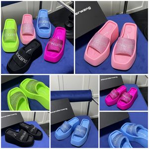 Designer Sandals Slippers Luxury Woman Velvet material rhinestone Velcro tape party Room GAI Platform Slip-On Size 35-42 10cm fashion travel blue