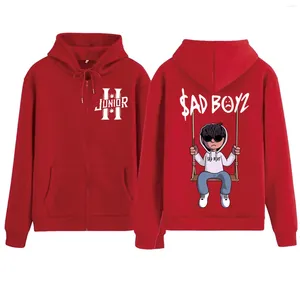 Herren Hoodies 2024 Junior H Sad Boyz Reißverschluss Hoodie Harajuku Pullover Tops Sweatshirt Streetwear Fans Unisex