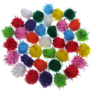 10/15/20/25/30 mm Glitter Pompoms Pom Pom Poms Balls Arts Toys Diy Supplies Craft Fabric Pompoms Decoração de casamentos