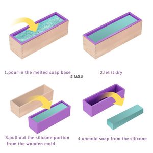 1200G Silicone Soap Mold Mold Retangular Molde de mofo artesanal FORMA FORMULAÇÃO DO SOAPO FORÇAS DO Coloque de Bolo de Madeira Ferramentas de Decoração