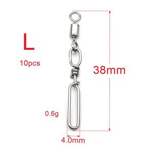 10st Fishing Guide Ring Pin Long Line Clip Snap With Rolling Swivel Lock Snap Connector Tackleverktyg för lockfiske