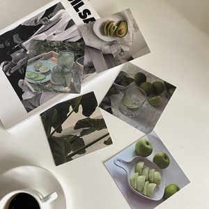 INS Green Plant Fresh Style Fresh Card Decorative Life Chic Postcard Atmosfera Poppies Sfondo adesivo da parete 9 Fogli quadrati quadrati