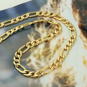 REAL 24K GOLD GF Herrhalsband 23 6inch 8mm Chain Womans gåva till son Dad make295n