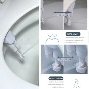 EcoFresh Bidet Attachment Ultra-Slim Toalett med mässing T-connector Justerbart vattentryck Självrengöring Ass Sprayer