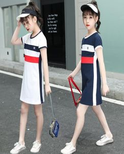 2020 Meninas vestido de verão Meninas roupas longas vestido de camisa esportiva de moda de moda adolescente tamanho 6 8 10 13 crianças6446636
