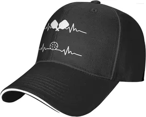 Ball Caps HeartBeat-Pickleball-Baseball-Cap Mens Snapback Hats Verrudi Papà Hat Black