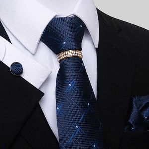 Neck Ties Brand Luxury 8cm Tie Hanky ​​Cufflinks Set gravata slips Mens Blue Homere Print Wedding Fathers Day Office Dressc240410