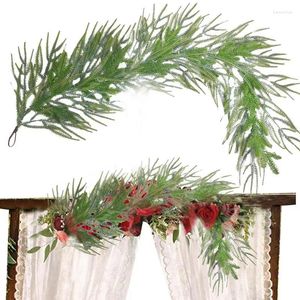 Decorative Flowers 5Ft Christmas Garland Norfolk Pine Artificial Faux Greenery Wreath Cypress Wedding Decor Table Centerpiece Item