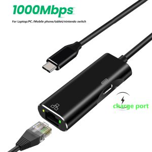 Cards USB C Ethernet Network Adattatore USB a RJ45 Cavo PD Alimentatore PD per Samsung Xiaomi Huawei Phone Laptop MacBook