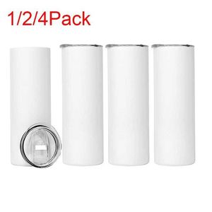 Mugs 1/2/4Pack 20oz Sublimation blanks Skinny Straight Stainless Steel Tumblers Double Wall Vacuum Insulated Sublimation tumbler 240410