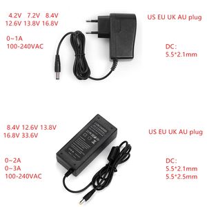 AC-DC 4.2V 8.4V 12.6V 16.8V 1A 2A 3A Laddningsströmförsörjningsadapter 4.2 V 8.4 V 12.6 V 16.8 V 1000MA för 18650 litiumbatteri