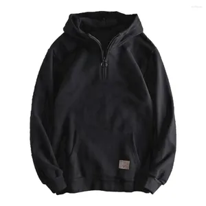 Men's Hoodies Men Hoodie Thickened Hooded Zipper With Big Pocket Elastic Cuff For Autumn Winter Streetwear Fashion Soft