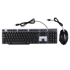 Combos USB Wired Spanish Keyboard Mouse Combo 105 Keys Backlight Keyboard Ergonomic Mouse Kit with Suspended Keycaps Plug and Play