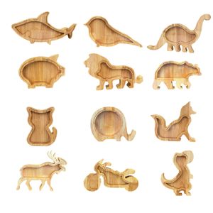 Wooden animal piggy bank Cute Dinosaur Pig Cat Fish Bear Animal Money Boxes Coin Piggy Bank Transparent Glass for Kids Children