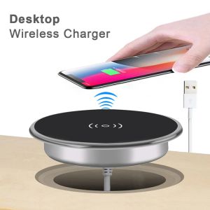 充電器デスク埋め込まれたiPhone 11用ワイヤレス充電器X Samsung S10 Xiaomi Mi 9 Table Office 15W 10W 10W 7.5W高速パッド電話充電器3.0