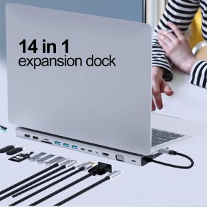 Hubs Multifunction 5/6/8/11/14 In 1 Docking Station Type C Adapter 100W PD3.0 Power RJ45 USBC Data Transmission 4K Laptop Hub