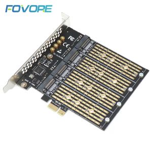 Cards NVME PCIe Adapter B Key M2 M.2 4 Port NGFF SATA SSD 10 Gbps to PCI Express X1 Adapter PCIE M.2 Expansion Card Riser For Mining