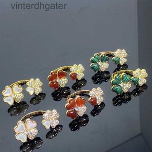 High End Vancefe Brand Designer Rings for Women High Version Inlaid Agate Open Petal Ring for Women With Design Sense of Senior Brand Logo Designer Jewelry