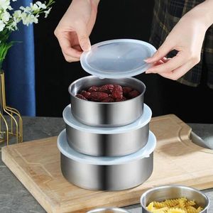 Schalen 5pcs Edelstahlsalat Mischung Nicht rutschend dicker Eierschlägerteigbecken mit Deckelfruchtbehälter Küchenkochwerkzeug