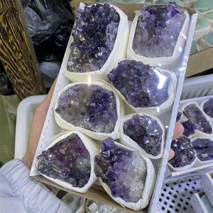 Dekorativa figurer Amethyst Cluster Natural Crystal Quartz Stone Flower Energy Healing Mineral Rock Home Decor