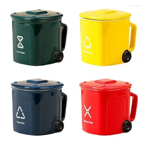 Muggar Trash Can Cup Mug Novely Garbage Bin Coffee With Handle and Lid Porcelain Espresso For Offices Home Travel Water Milk