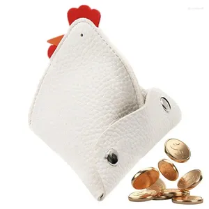 Bolsas de armazenamento Carteira em forma de animal Creative Creative Couather Coin Burse Rooster Shape Cartoon Mini Key Case com fivelas para cartões de dinheiro chaves