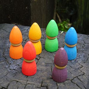 Montessori Rainbow Doll Wooden Toys Log Color Bandas de faia graffiti Pintura DIY Puzzle Pigzle
